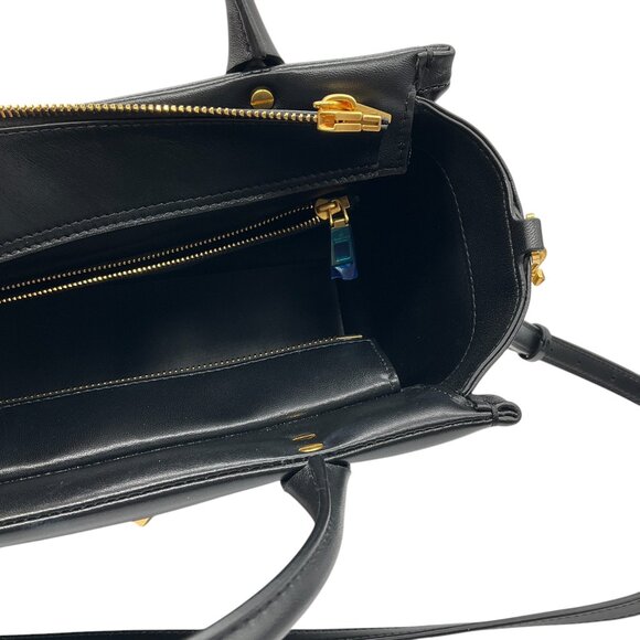 Valentino Black / Gold Medium One Stud Leather Handbag - Picture 12 of 14